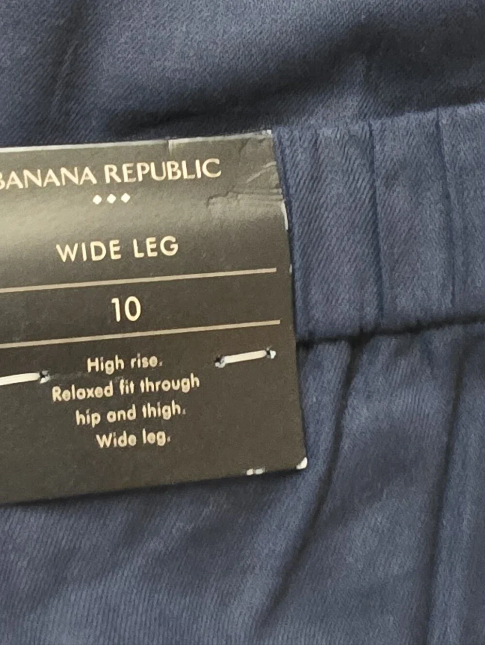 NWT Banana Republic Linen Blend Wide Leg High Rise Pants Womens Sz 10 Navy Blue